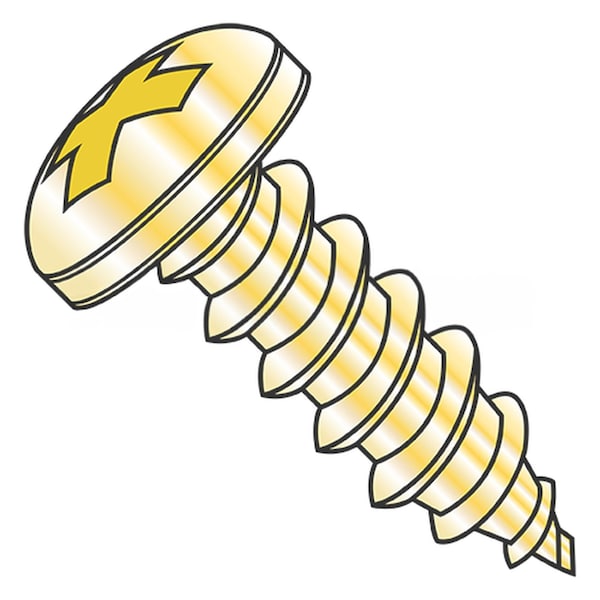 Usa Industrials Self-Drilling Screw, 1/4"-14 x 2 in, Yellow Cadmium Steel Pan Head Phillips Drive BULK-SCRW-14885 - main